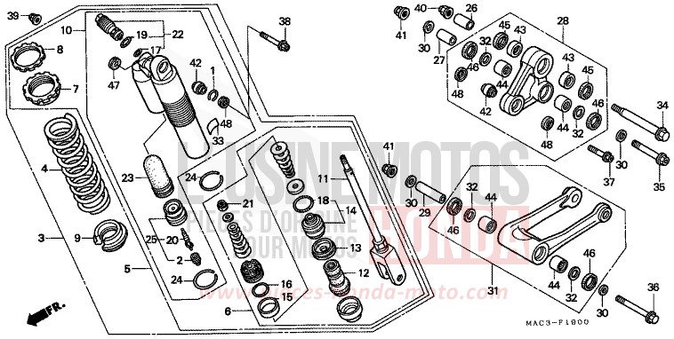 KISSEN, HINTEN von CR500R EXPLOSION RED (R254) von 2000