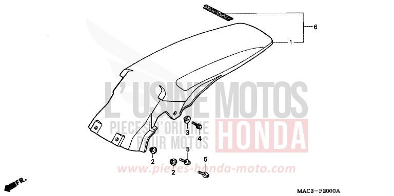 KOTFLUEGEL, HINTEN von CR500R EXPLOSION RED (R254) von 2000