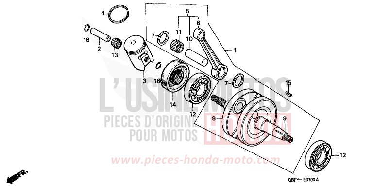 KURBELWELLE/KOLBEN von CR80R EXPLOSION RED (R254) von 2001
