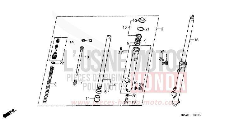GABEL, VORNE (RF) von CR80R FLASH RED (R119) von 1985