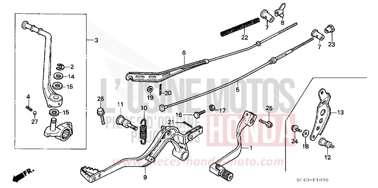 PEDAL von CR80R FLASH RED (R119) von 1985