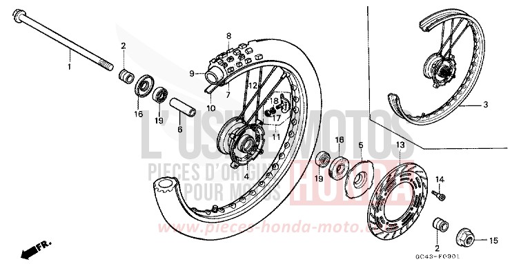 VORDERRAD (RG/RH/RJ/RK) von CR80R FLASH RED (R119) von 1986
