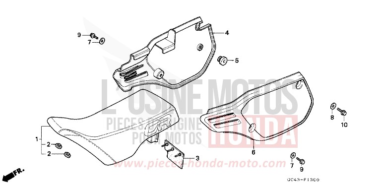 SITZ/SEITENABDECKUNG (RF/R2F/R2G/RH) von CR80R FLASH RED (R119) von 1987