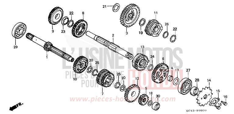 GETRIEBE von CR80R FIGHTING RED (R134) von 1989