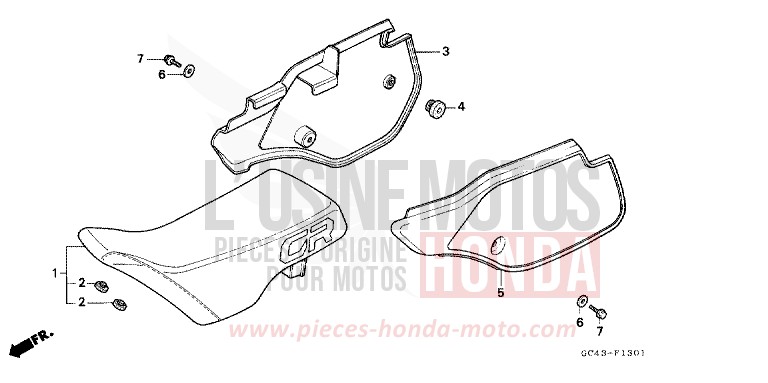 SITZ/SEITENABDECKUNG (RJ/RK) von CR80R FIGHTING RED (R134) von 1989