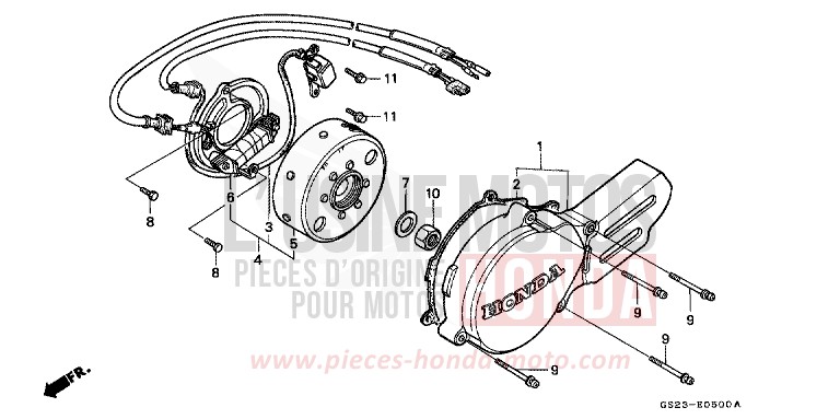 KURBELGEHAEUSEDECKEL, L./ GENERATOR von CR80R FLASH RED (R119) von 1990