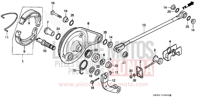 BREMSPLATTE, HINTEN (CR80RL/RM) von CR80R FLASH RED (R119) von 1990
