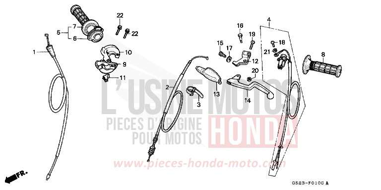 HEBELGRIFF/SCHALTER/KABEL von CR80R NEUCLEAR RED (R177R) von 1991