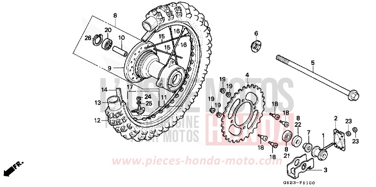 HINTERRAD (CR80RL/RM) von CR80R NEUCLEAR RED (R177R) von 1991