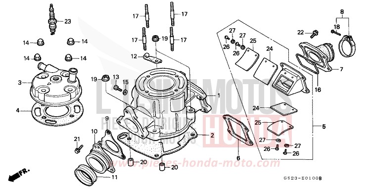 ZYLINDER/ZYLINDERKOPF von CR80R NEUCLEAR RED (R177) von 1992