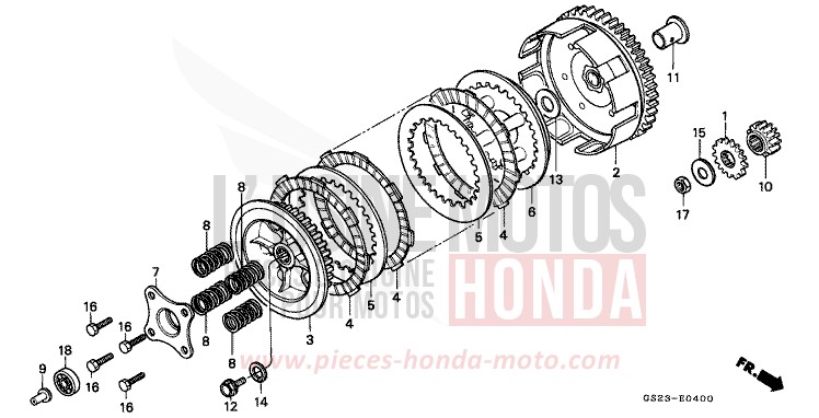 KUPPLUNG von CR80R NEUCLEAR RED (R177) von 1993