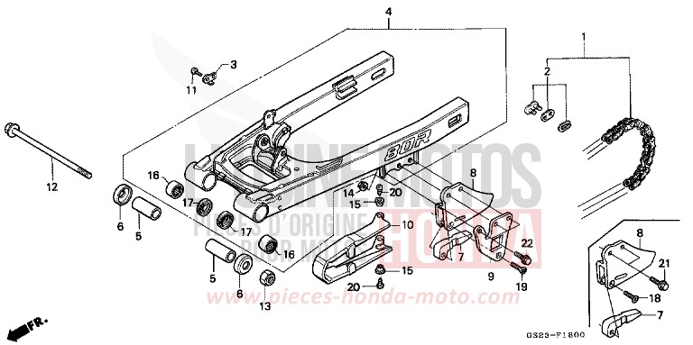 SCHWINGE/ANTRIEBSKETTE von CR80R NEUCLEAR RED (R177) von 1993