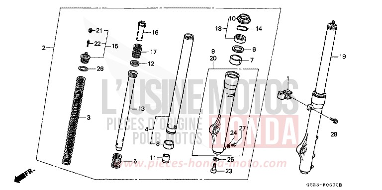 GABEL, VORNE von CR80R NEUCLEAR RED (R177) von 1994