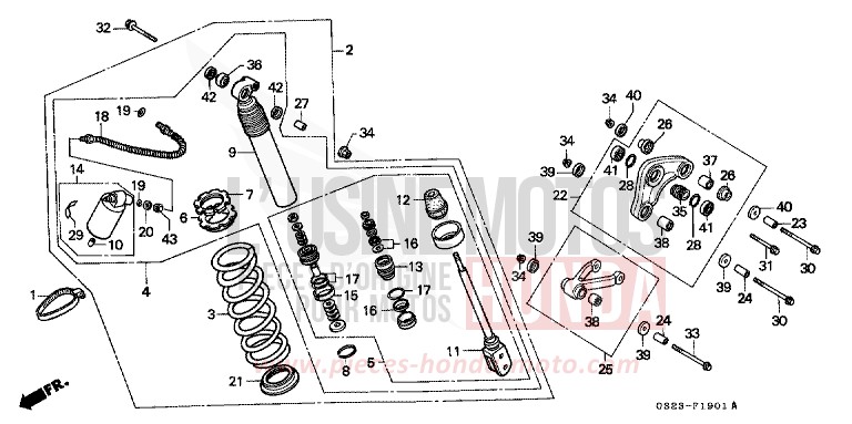 KISSEN, HINTEN (CR80RN/RP/RR) von CR80R NEUCLEAR RED (R177) von 1994