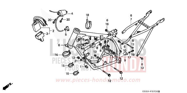 RAHMENKOERPER/ZUENDSPULE von CR80R NEUCLEAR RED (R177) von 1995