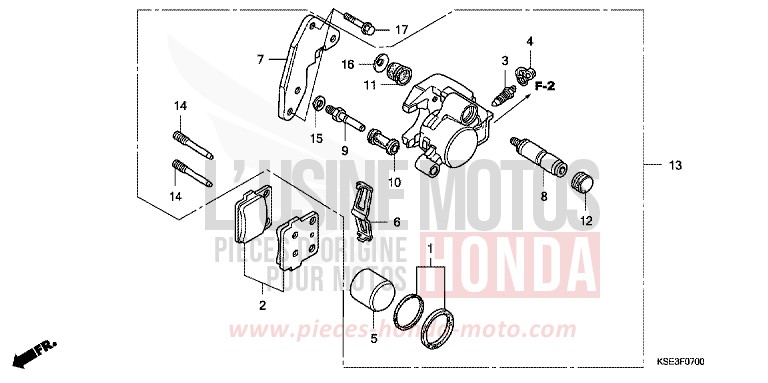 VORDERRAD-BREMSSATTEL von CRF150R EXTREME RED (R292) von 2007