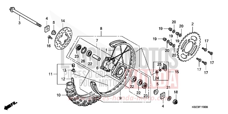 ROUE ARRIERE von CRF150R NOIR (NH1) von 2009