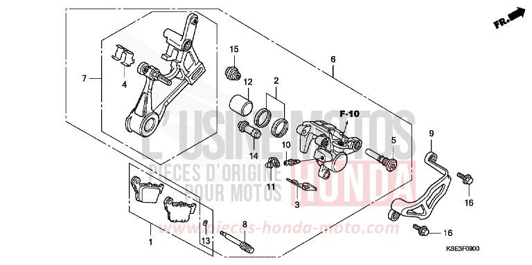 HINTERRAD-BREMSSATTEL von CRF150R EXTREME RED (R292) von 2009