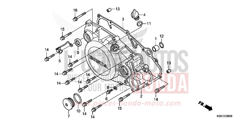 KURBELGEHAEUSEABDECKUNG von CRF150R EXTREME RED (R292) von 2014