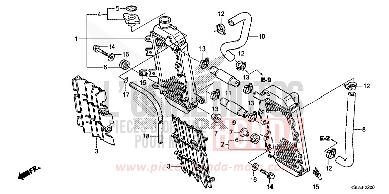 KUEHLER von CRF150R EXTREME RED (R292) von 2014