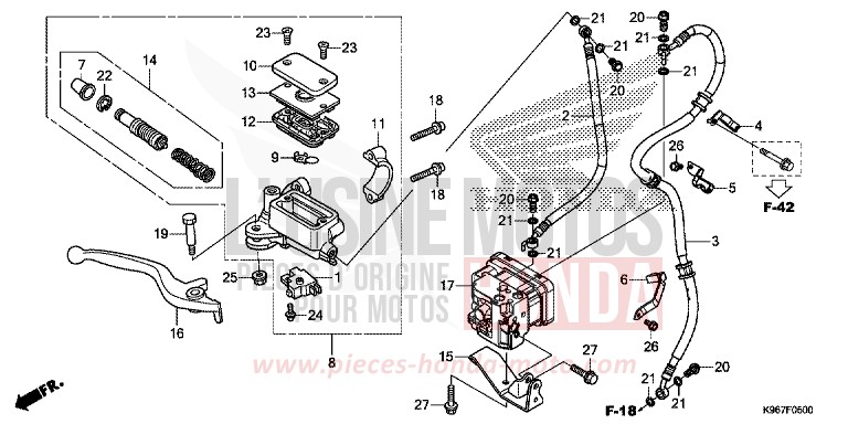 HAUPTBREMSZYLINDER, VORNE ZYLINDER von PCX MAT CARBONIUM GRAY METALLIC (NHB52) von 2019