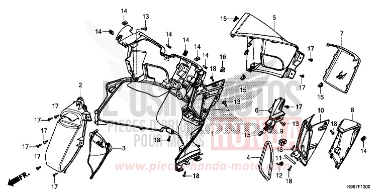 INNERE ABDECKUNG von PCX MAT CARBONIUM GRAY METALLIC (NHB52) von 2019
