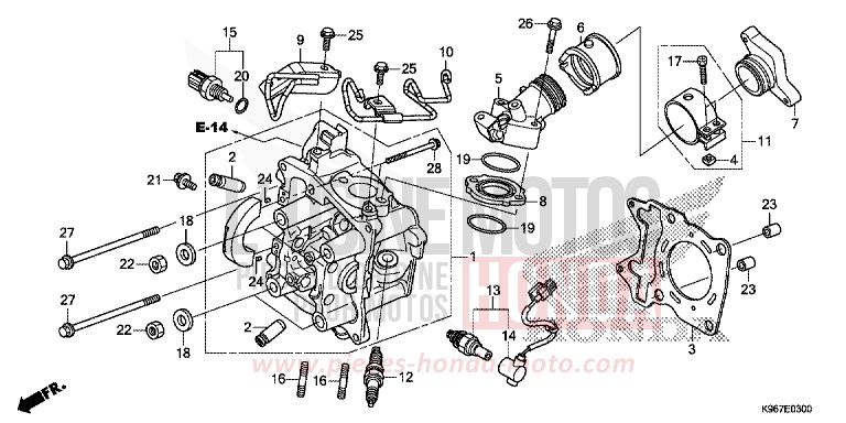 ZYLINDERKOPF von PCX PEARL SPLENDOR RED (R369) von 2019