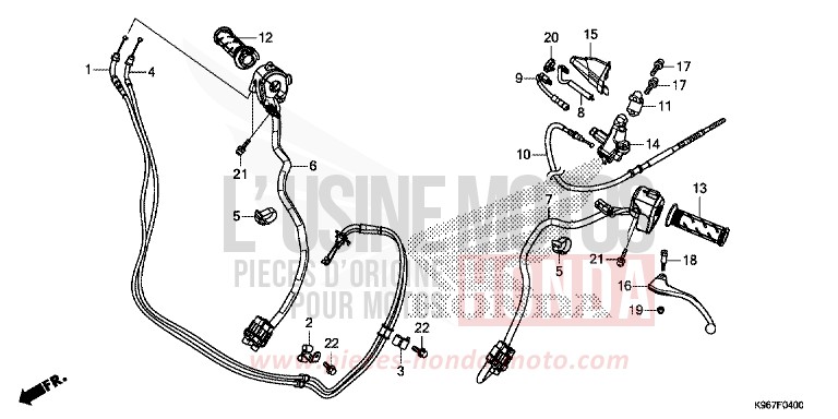 HEBELGRIFF/SCHALTER/KABEL von PCX PEARL SPLENDOR RED (R369) von 2019