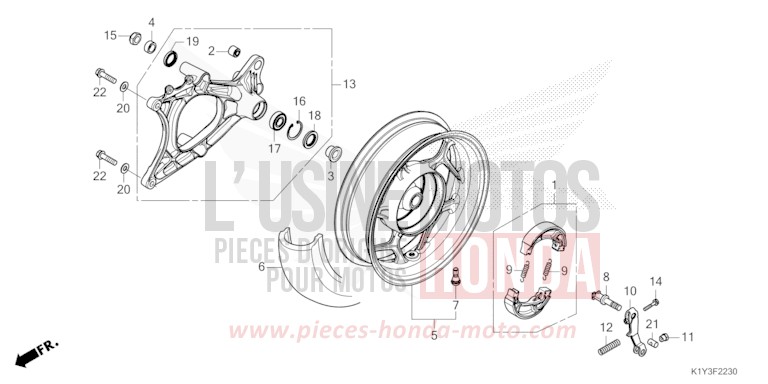 HINTERRAD/SCHWINGE (WW125/A-ED,2ED,RU) von PCX MAT DIM GRAY METALLIC (NHC34) von 2021
