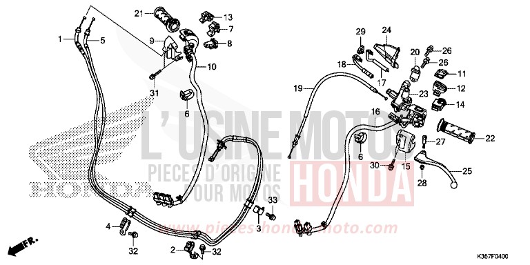 HEBELGRIFF/SCHALTER/KABEL von PCX PEARL SIENA RED (R320) von 2017