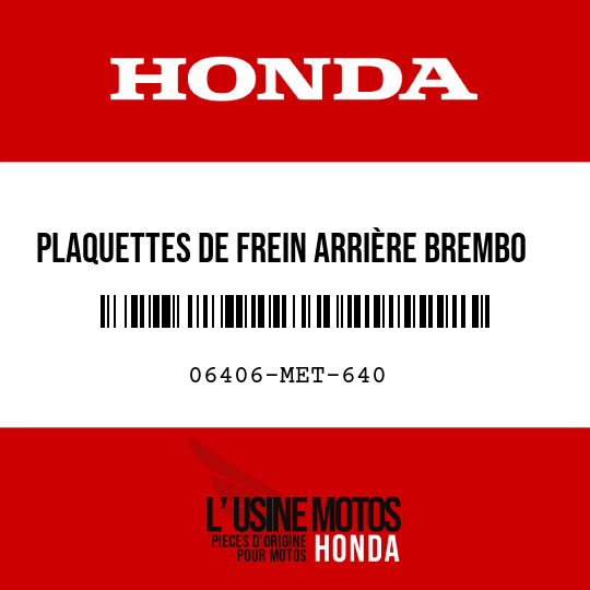 image de 06406-MET-640 Plaquettes de frein arrière Brembo 07HO31SP