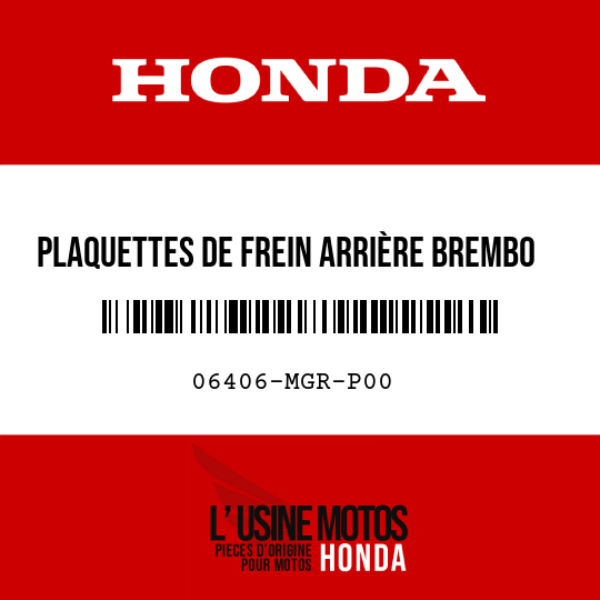 image de 06406-MGR-P00 Plaquettes de frein arrière Brembo 07HO31SP