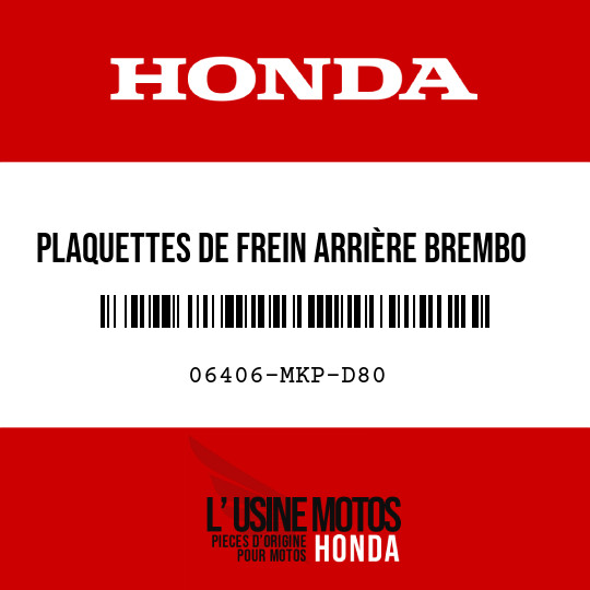 image de 06406-MKP-D80 Plaquettes de frein arrière Brembo 07HO31SP