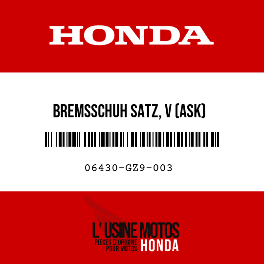 image de 06430-GZ9-003 BREMSSCHUH SATZ, V (ASK)