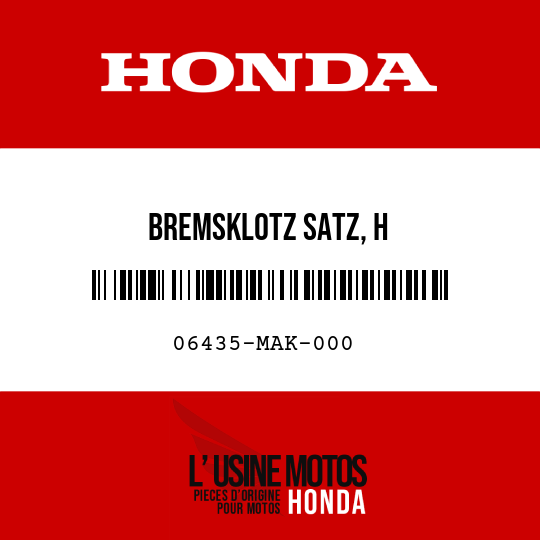 image de 06435-MAK-000 BREMSKLOTZ SATZ, H