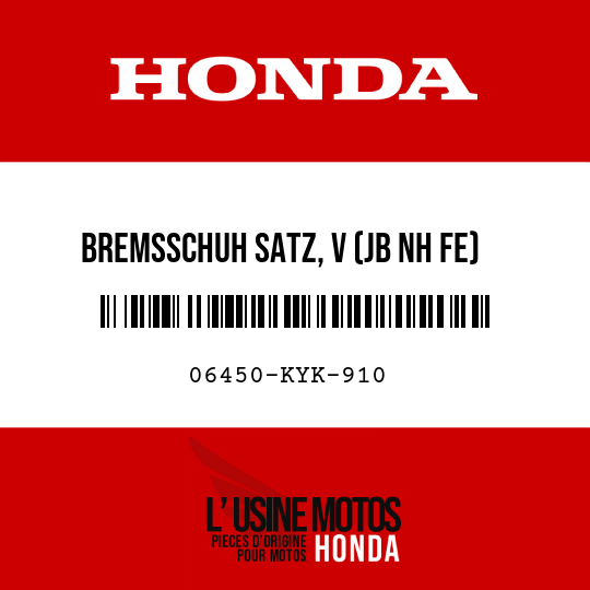 image de 06450-KYK-910 BREMSSCHUH SATZ, V (JB NH FE)