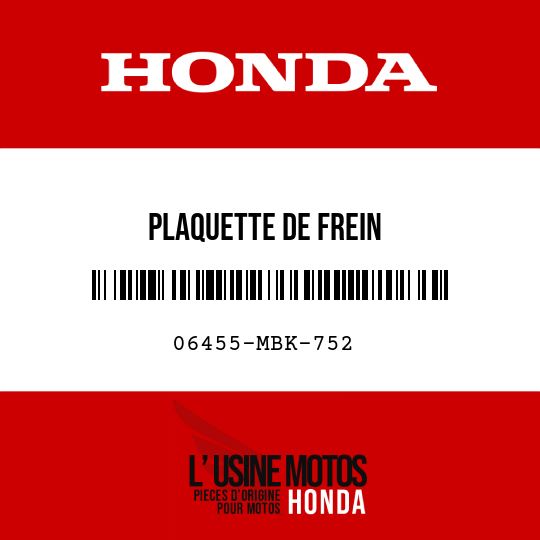 image de 06455-MBK-752 PLAQUETTE DE FREIN