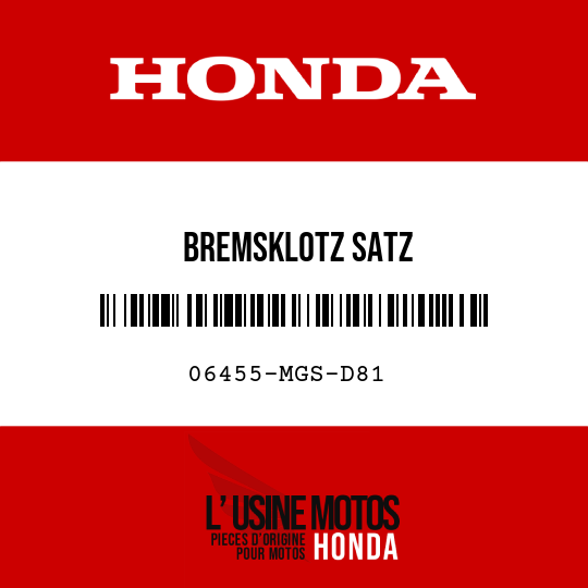 image de 06455-MGS-D81 BREMSKLOTZ SATZ