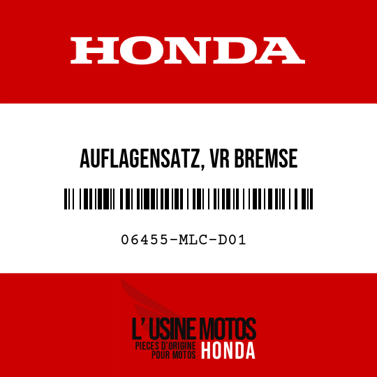 image de 06455-MLC-D01 AUFLAGENSATZ, VR BREMSE