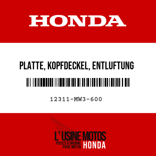 image de 12311-MW3-600 PLATTE, KOPFDECKEL, ENTLUFTUNG