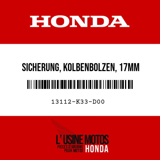 image de 13112-K33-D00 SICHERUNG, KOLBENBOLZEN, 17MM
