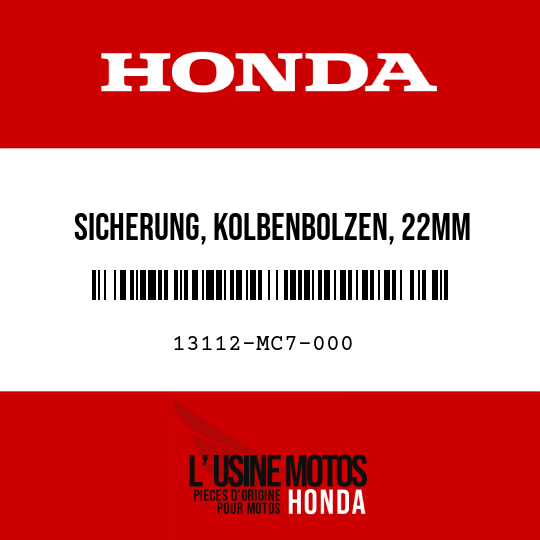 image de 13112-MC7-000 SICHERUNG, KOLBENBOLZEN, 22MM