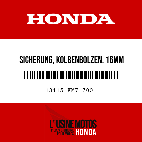image de 13115-KM7-700 SICHERUNG, KOLBENBOLZEN, 16MM