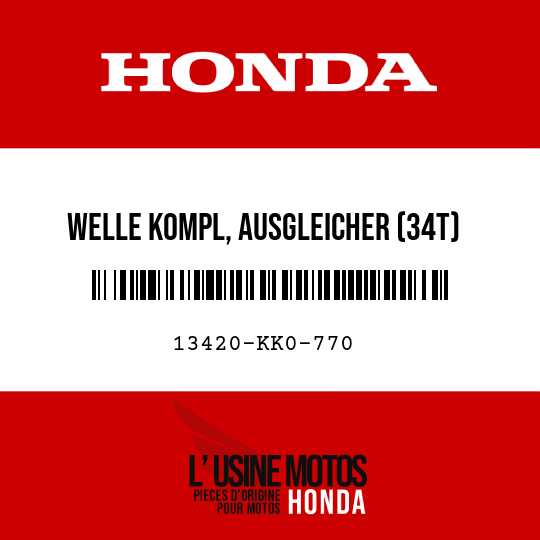 image de 13420-KK0-770 WELLE KOMPL, AUSGLEICHER (34T)