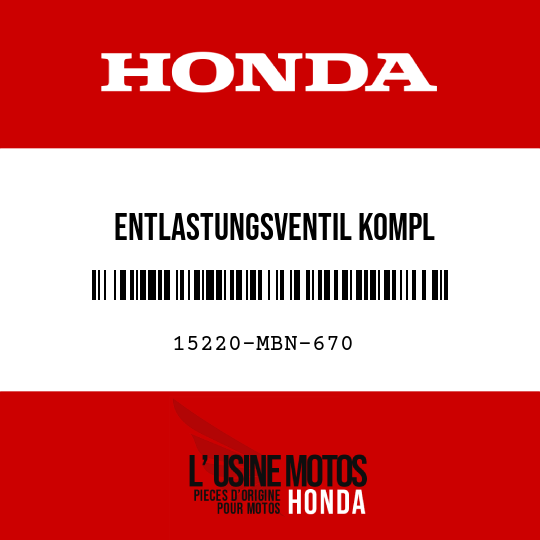 image de 15220-MBN-670 ENTLASTUNGSVENTIL KOMPL