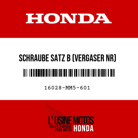 image de 16028-MM5-601 SCHRAUBE SATZ B (VERGASER NR)