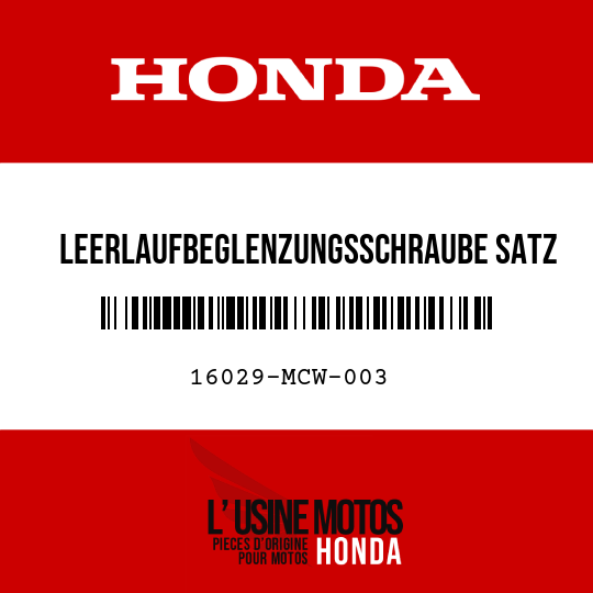 image de 16029-MCW-003 LEERLAUFBEGLENZUNGSSCHRAUBE SATZ