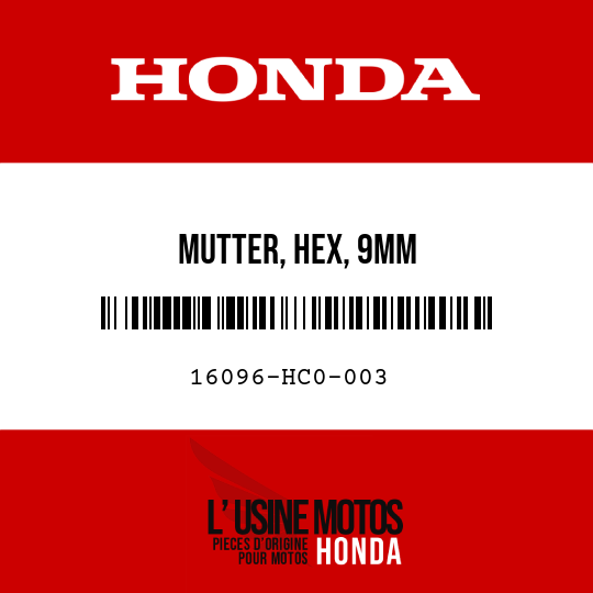 image de 16096-HC0-003 MUTTER, HEX, 9MM
