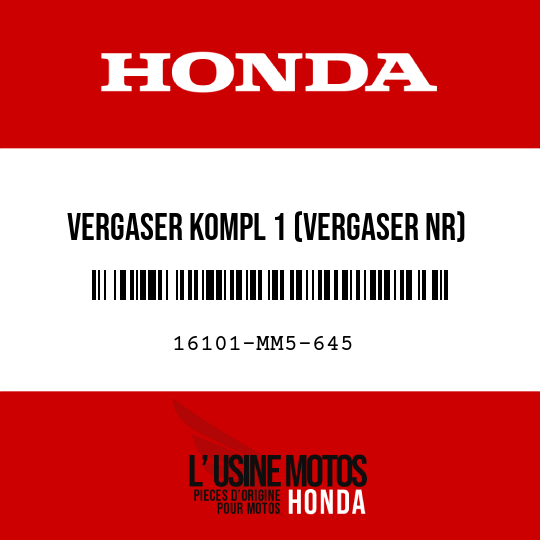 image de 16101-MM5-645 VERGASER KOMPL 1 (VERGASER NR)