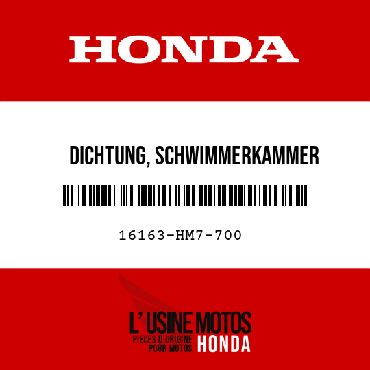 image de 16163-HM7-700 DICHTUNG, SCHWIMMERKAMMER